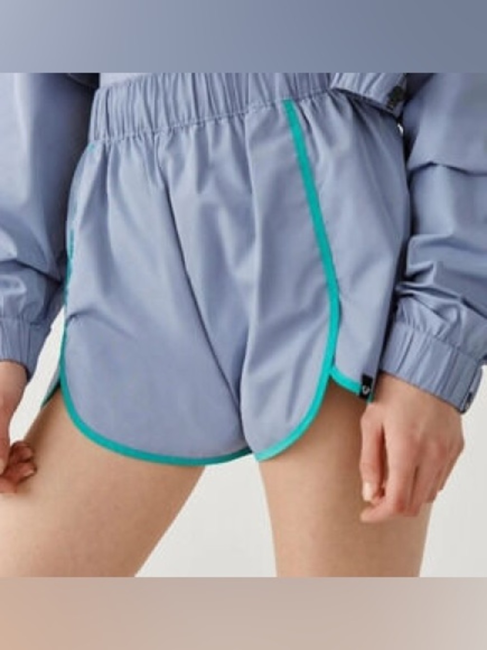 True Religion Light Blue Athletic Shorts with Teal Trim
